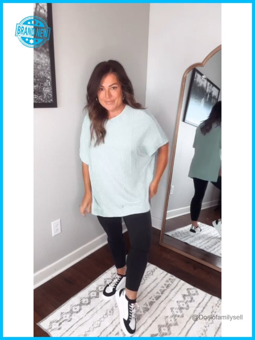 Oversized Ribbed Batwing Tunic Tee - Picture 5 of 6